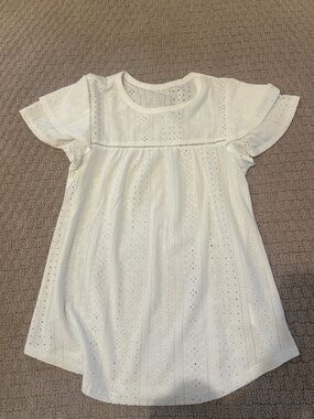 White Eyelet Short Sleeve Tunic Top